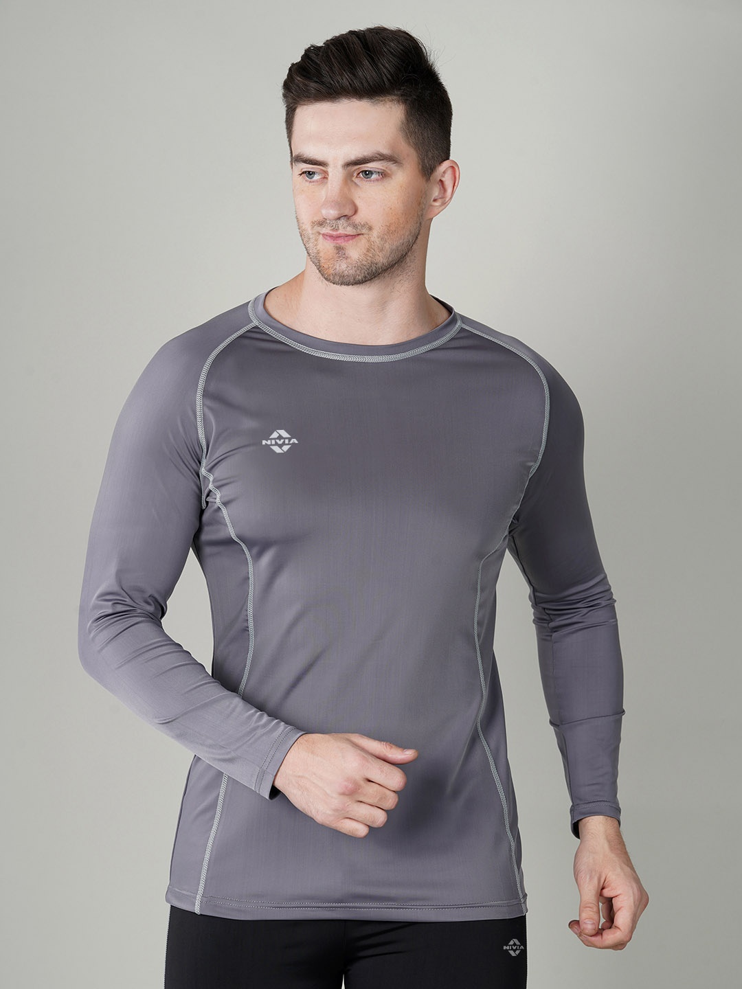 

NIVIA Raglan Sleeves Compression Sports T-shirt, Grey