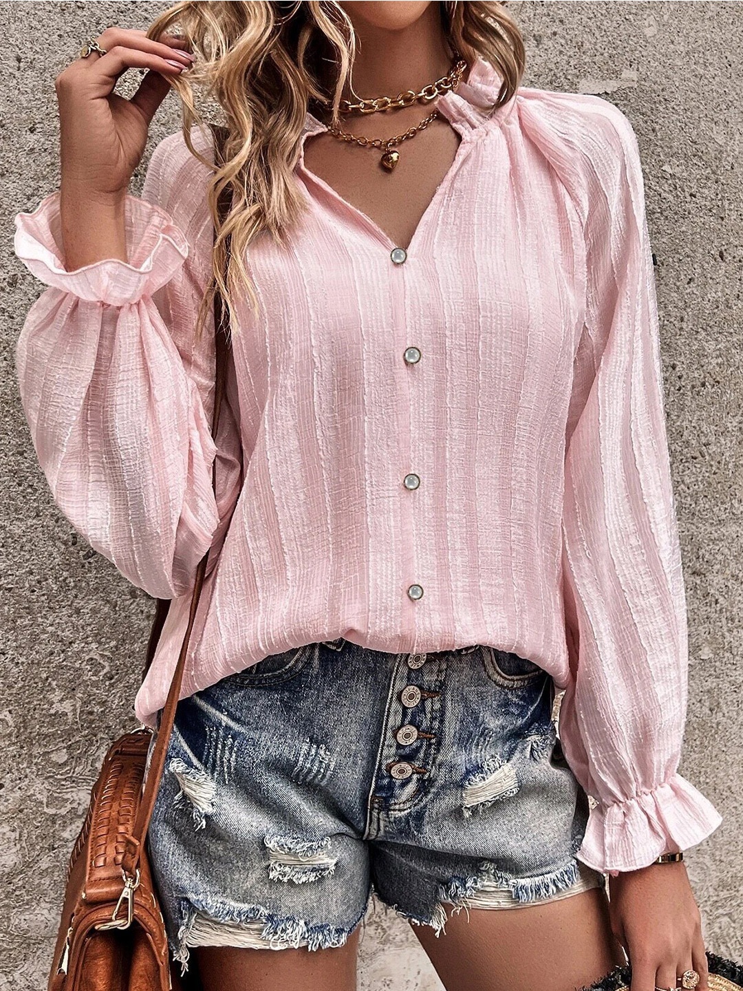 

BoStreet Pink Shirt Style Top