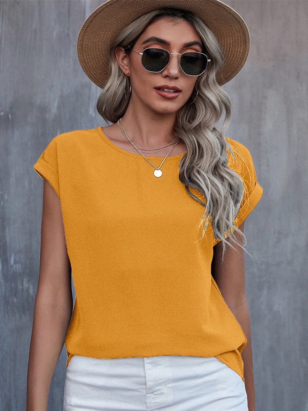 

BoStreet Yellow Round Neck Top