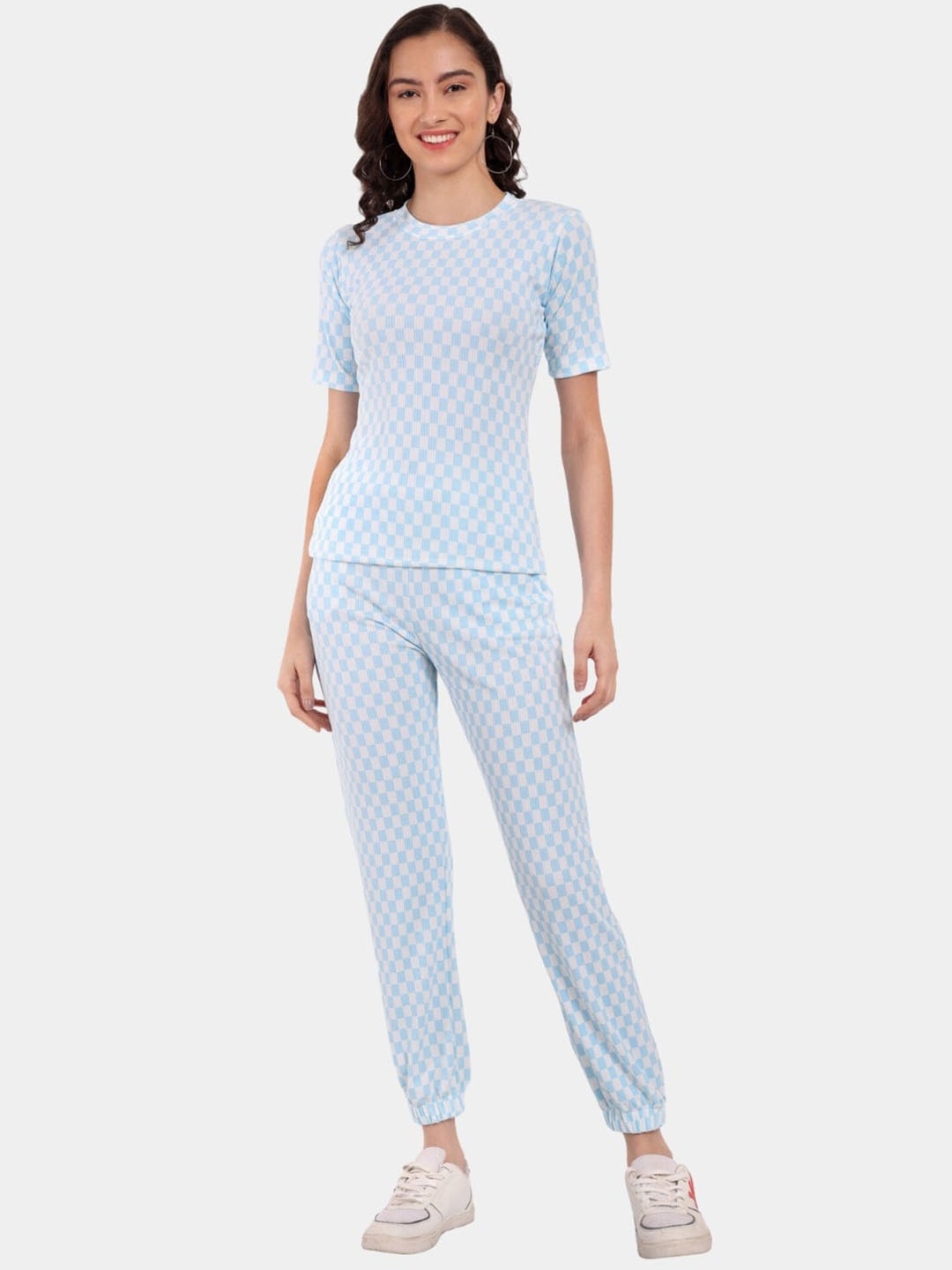

Morang Women Printed T-Shirt With Joggers Co-Ords, Blue