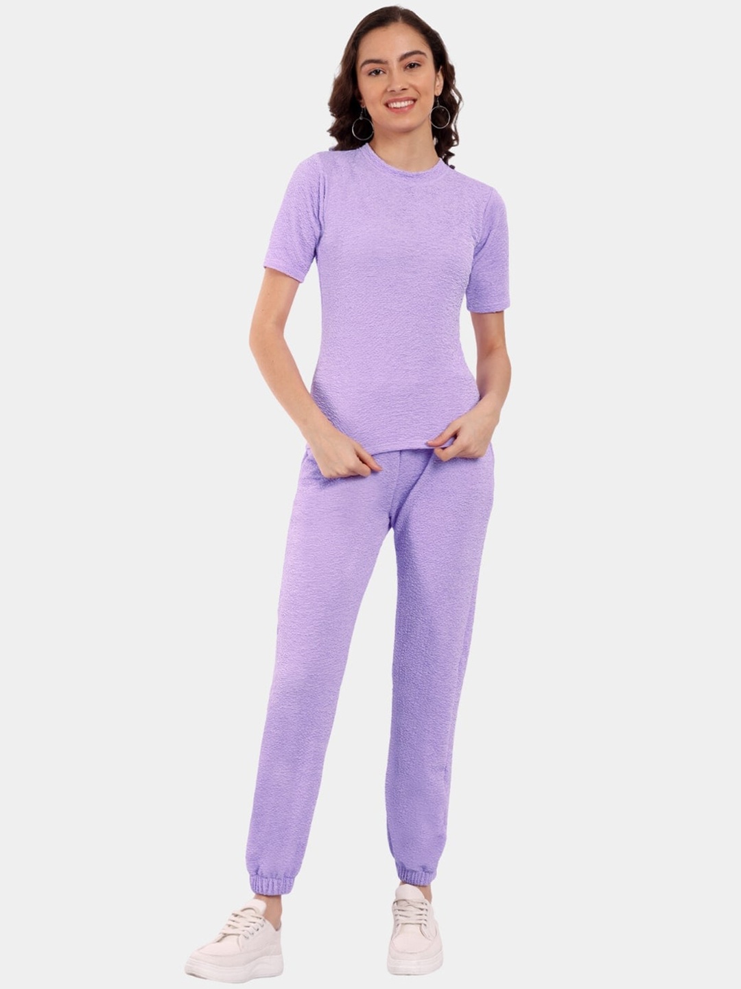 

Morang Round Neck T-shirt With Joggers Co-Ords, Lavender