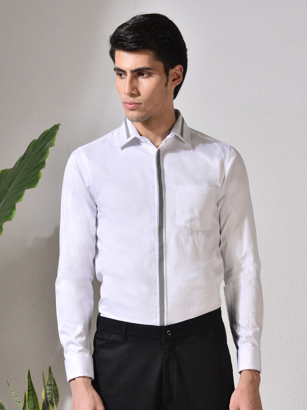 

ABKASA Sharp Slim Fit Cotton Casual Shirt, White