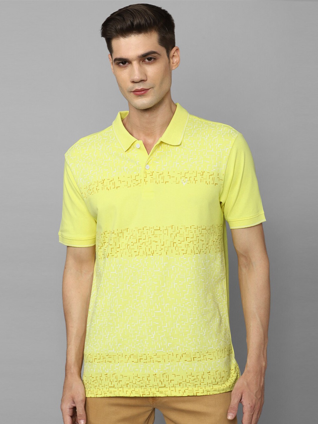 

Allen Solly Polo Collar Geometric Printed Pure Cotton T-shirt, Yellow