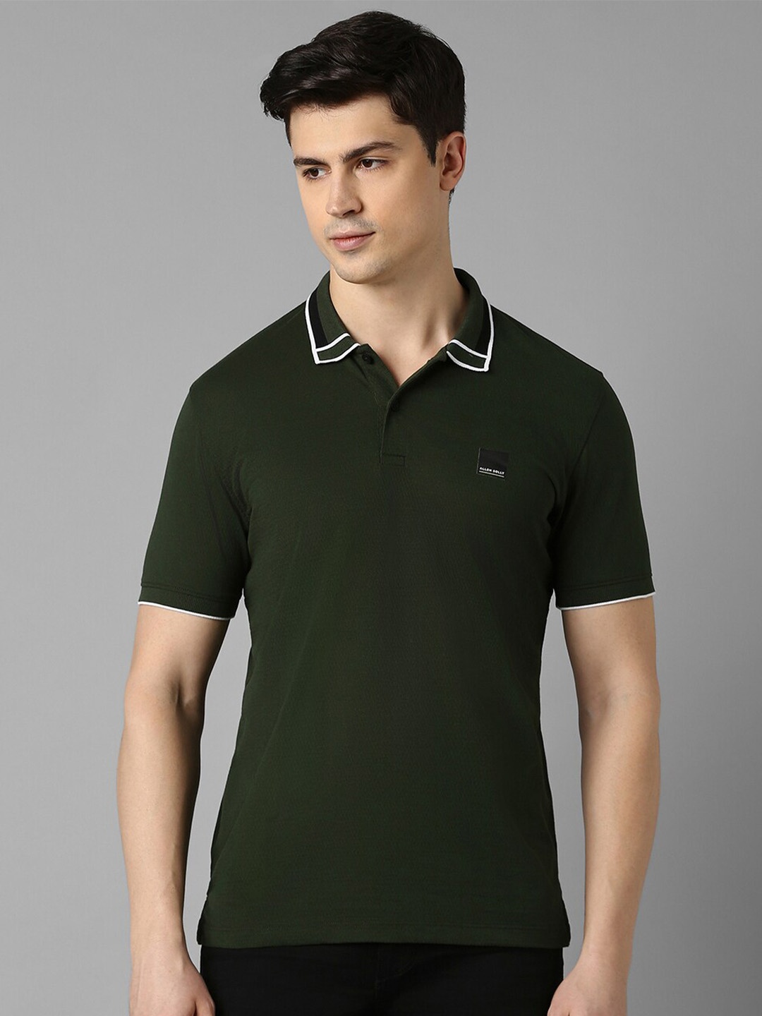 

Allen Solly Polo Collar Casual Pure Cotton T-shirt, Olive