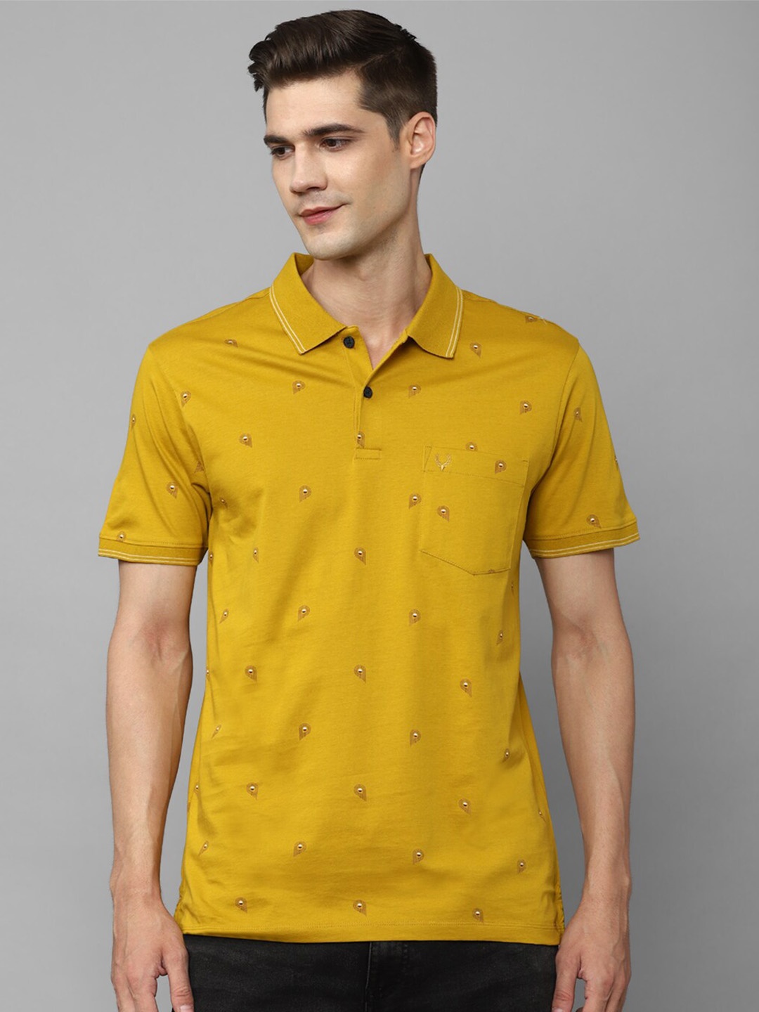 

Allen Solly Micro DItsy Printed Polo Collar Cotton T-Shirt, Yellow