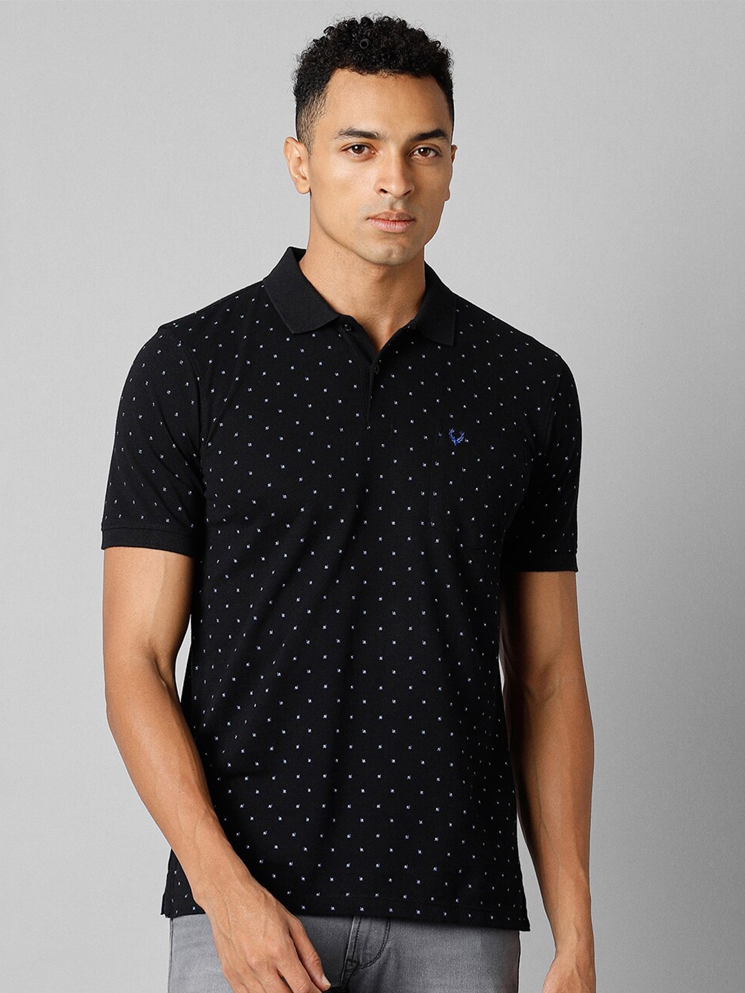 

Allen Solly Men Printed Polo Collar Pockets T-shirt, Black