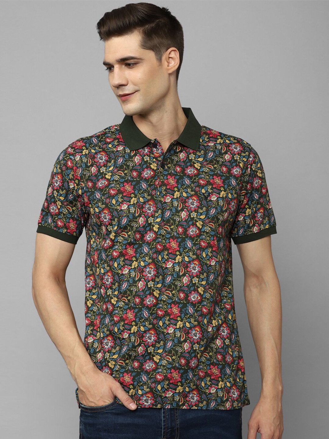 

Allen Solly Men Floral Printed Polo Collar Pockets T-shirt, Green