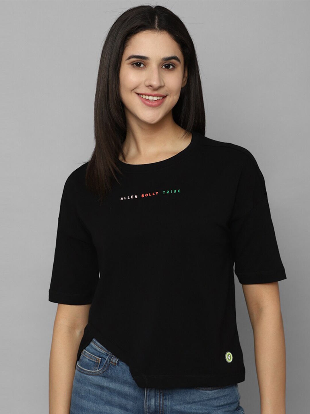 

Allen Solly Woman Typography Printed T-shirt, Black