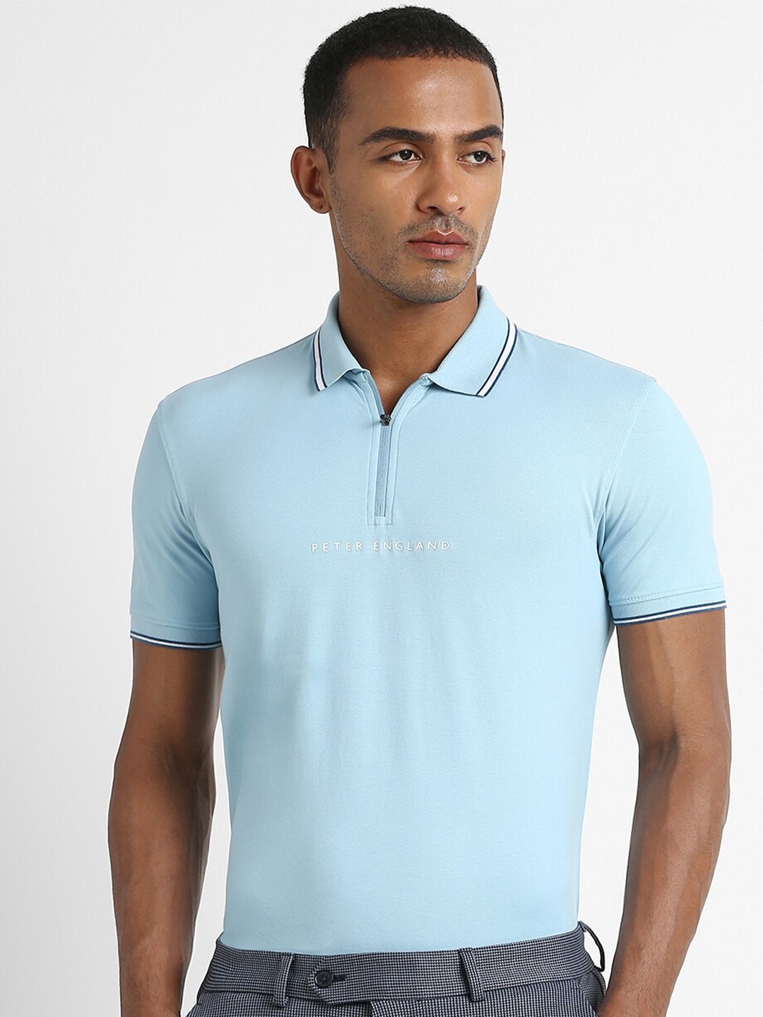 

Peter England Polo Collar Slim Fit T-shirt, Blue