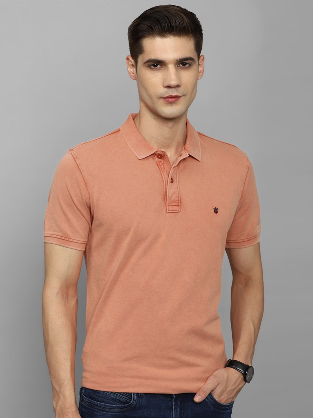 

Louis Philippe Jeans Polo Collar Slim Fit Pure Cotton T-shirt, Peach