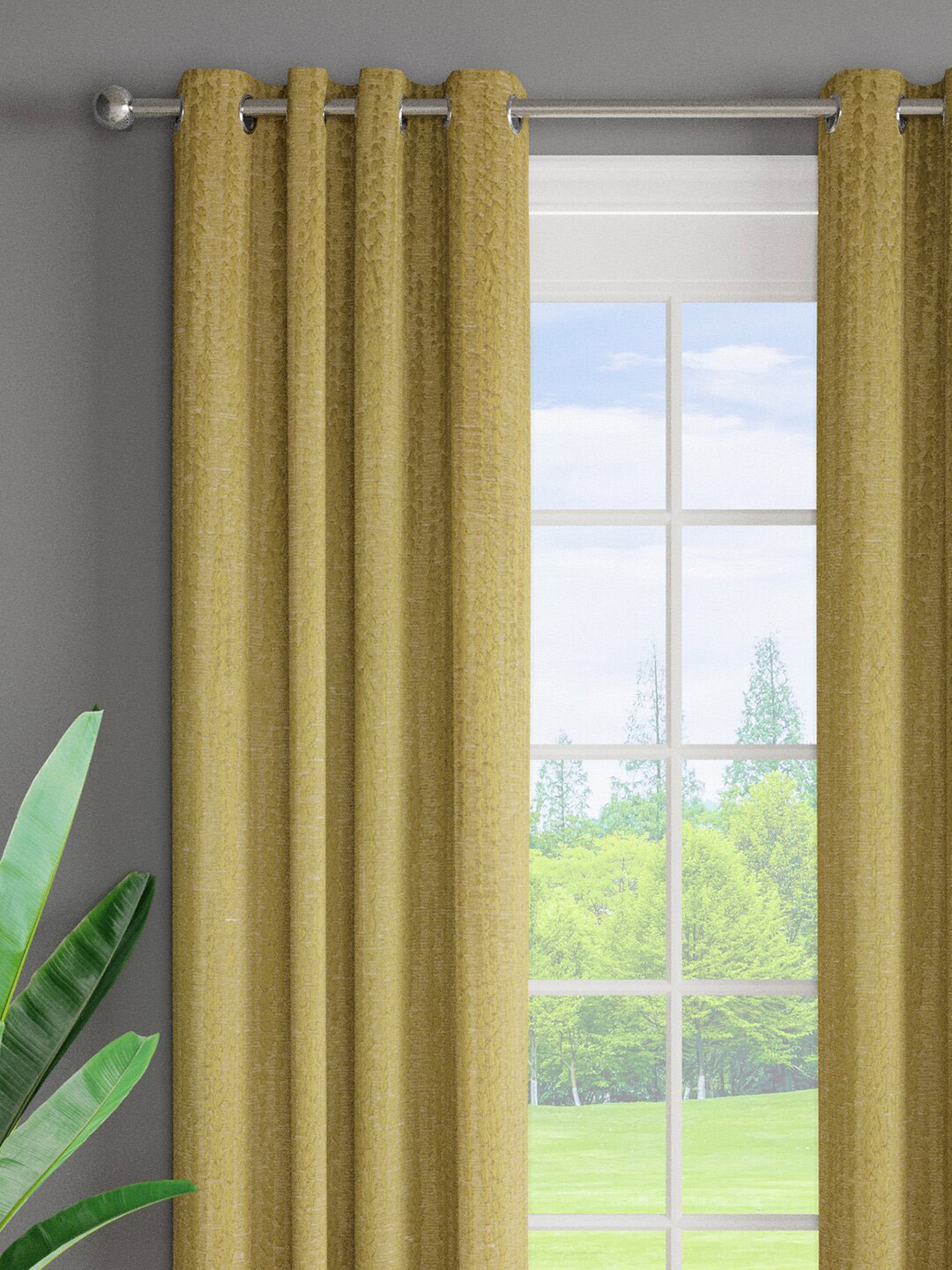 

Just Home Green 2 Pieces Textured Room Darkening Door Curtains