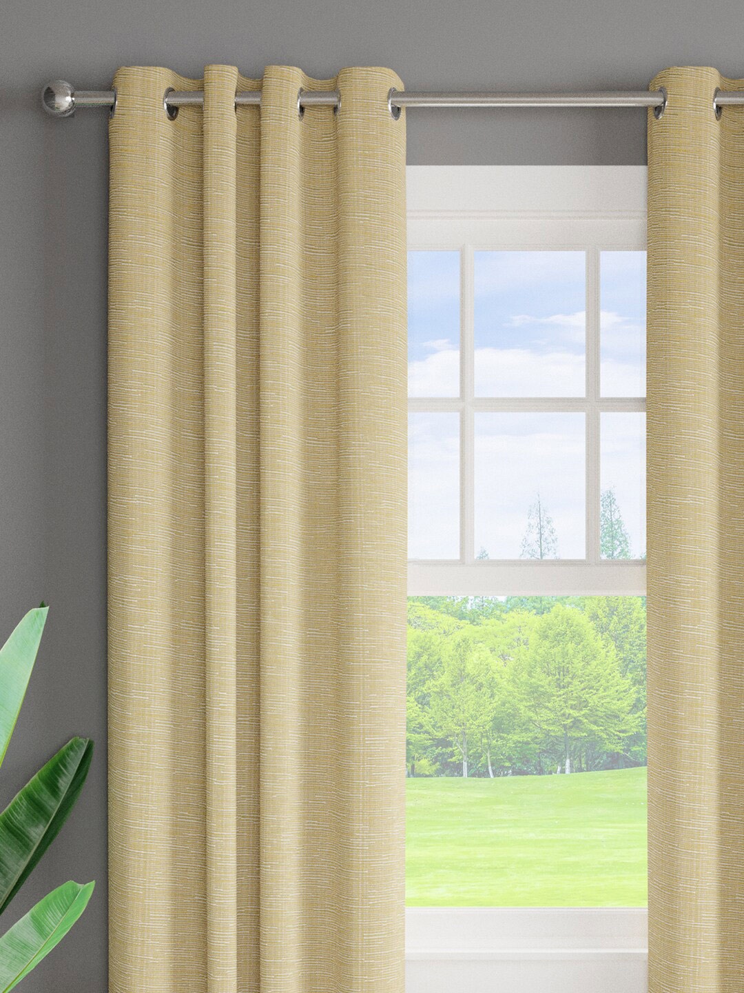 

Just Home Green 2 Pieces Textured Room Darkening Window Curtains