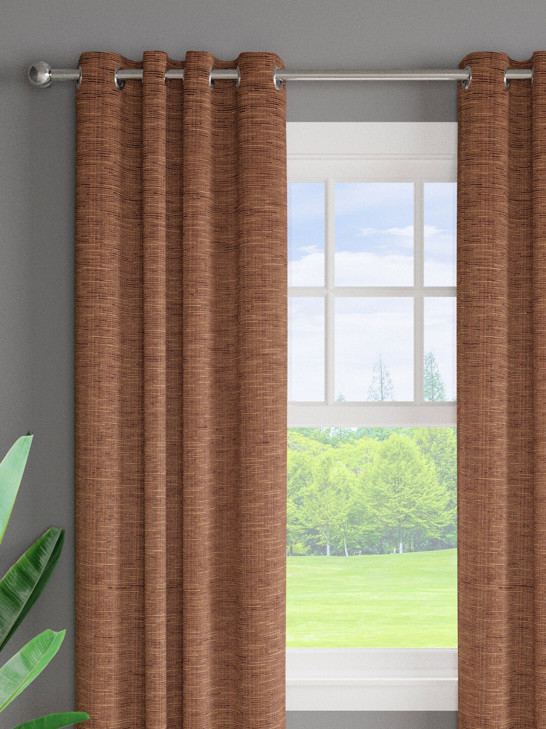 

Just Home 2 Pieces Brown Room Darkening Window Curtains