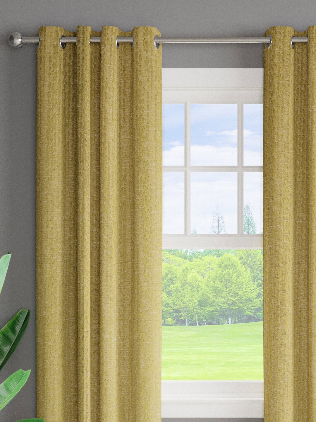 

Just Home Green 2 Pieces Textured Room Darkening Window Curtains