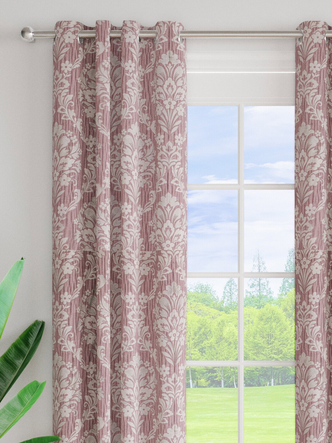 

Just Home Purple & White2 Pieces Ethnic Motifs Room Darkening Door Curtains