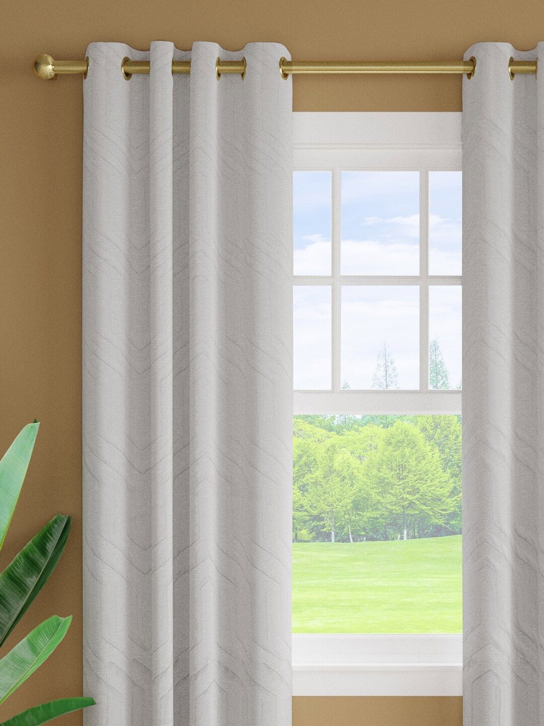 

Just Home White 2 Pieces Textured Window Curtains