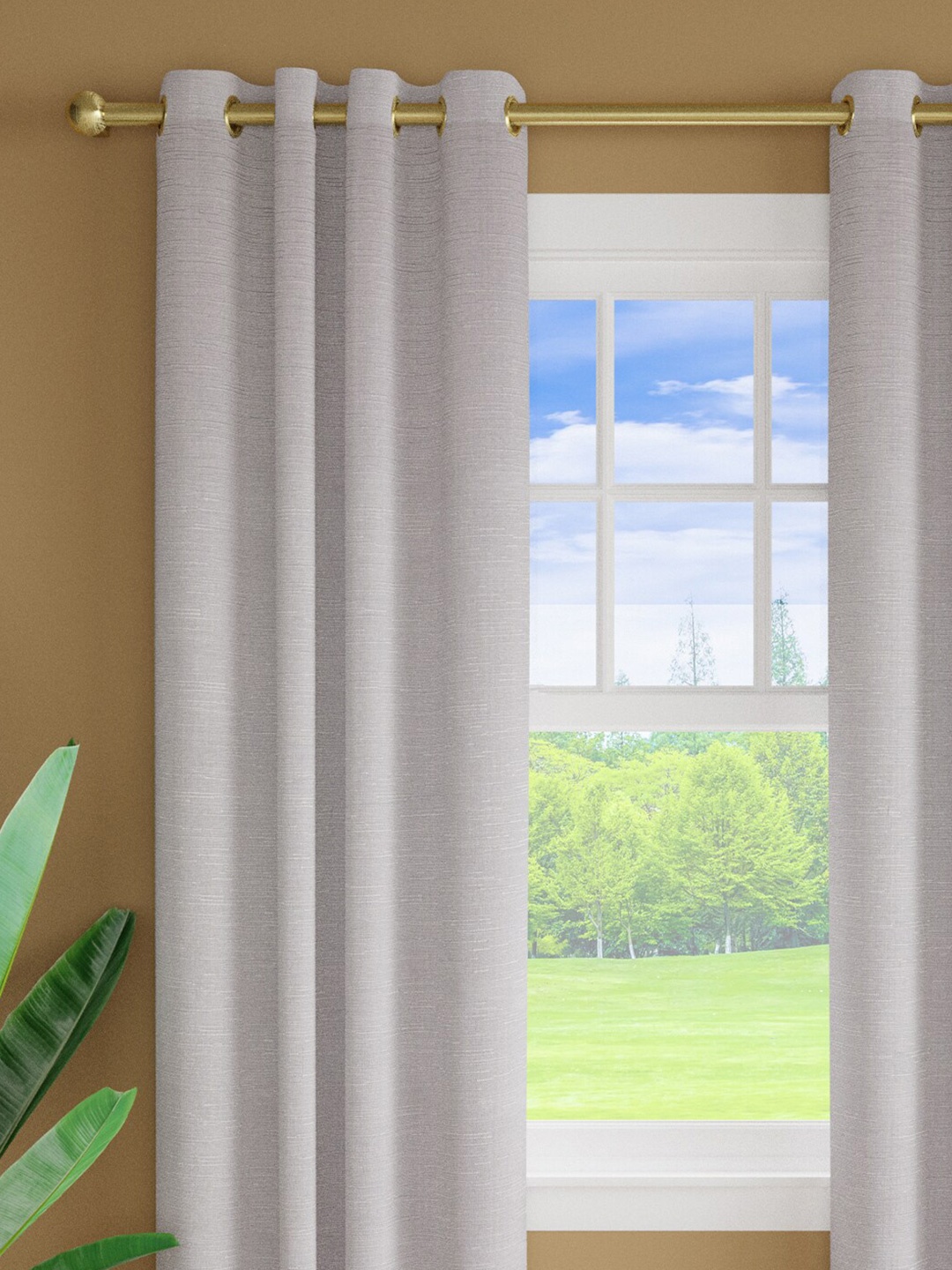 

Just Home 2 Pieces Grey Textured Room Darkening Window Curtains