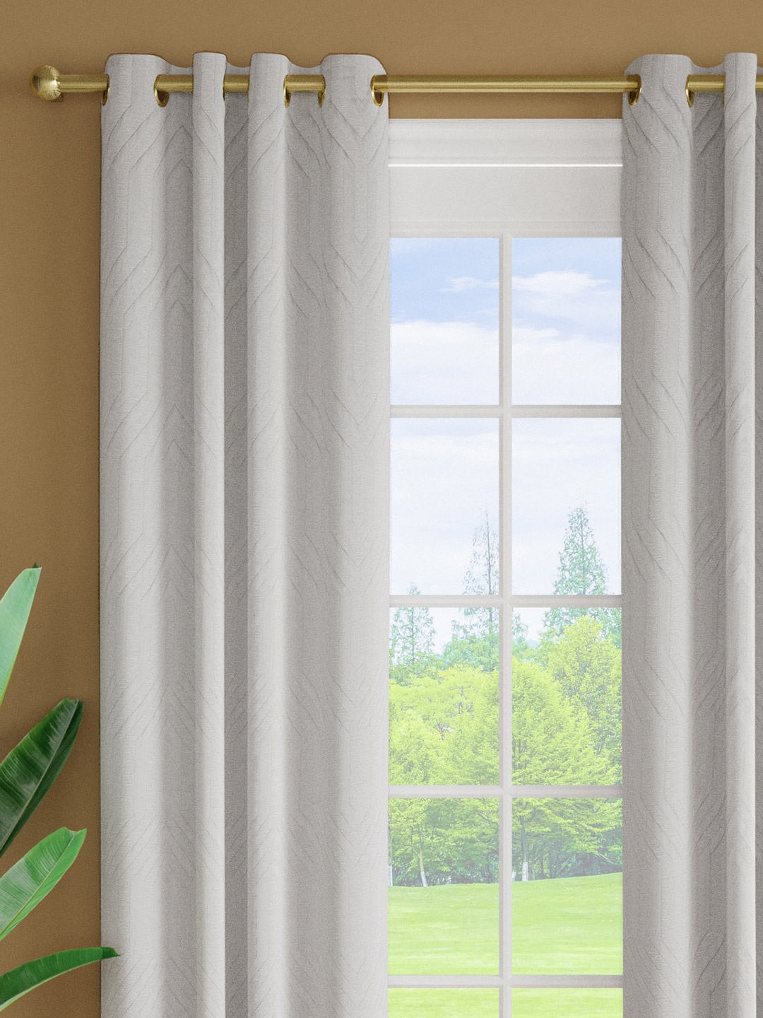 

Just Home White 2 Pieces Textured Jacquard Door Curtains