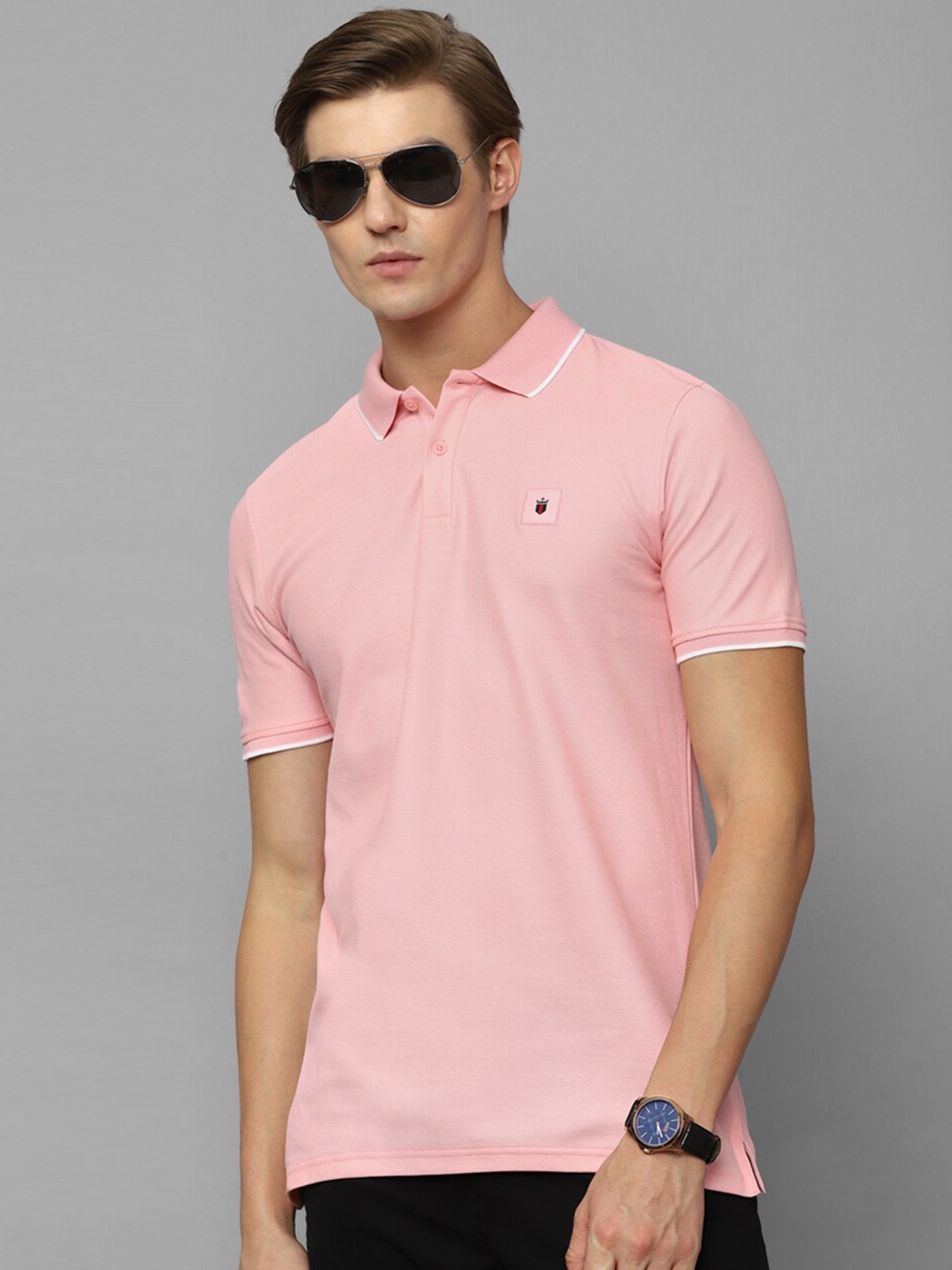 

Louis Philippe Sport Polo Collar Pure Cotton Slim Fit T-Shirt, Pink