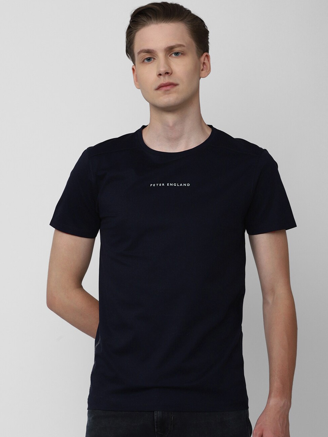 

Peter England Casuals Typography Printed Slim Fit T-shirt, Black