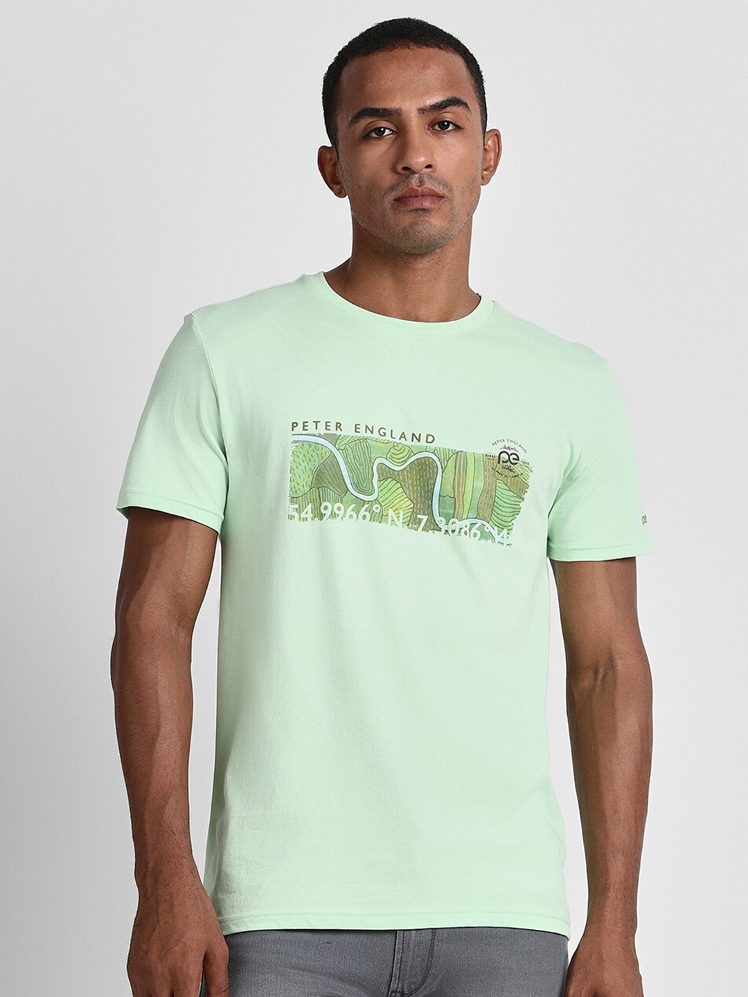 

Peter England Casuals Typography Printed Slim Fit T-shirt, Green