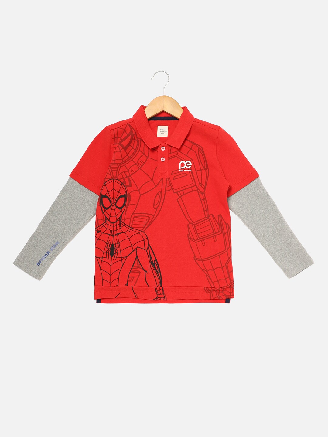 

Peter England Boys Printed Polo Collar T-shirt, Red