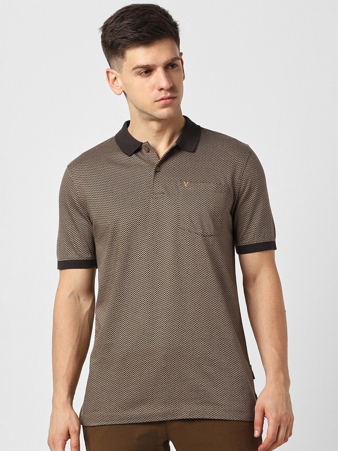 

Van Heusen Polo Collar Pockets Cotton T-Shirt, Brown