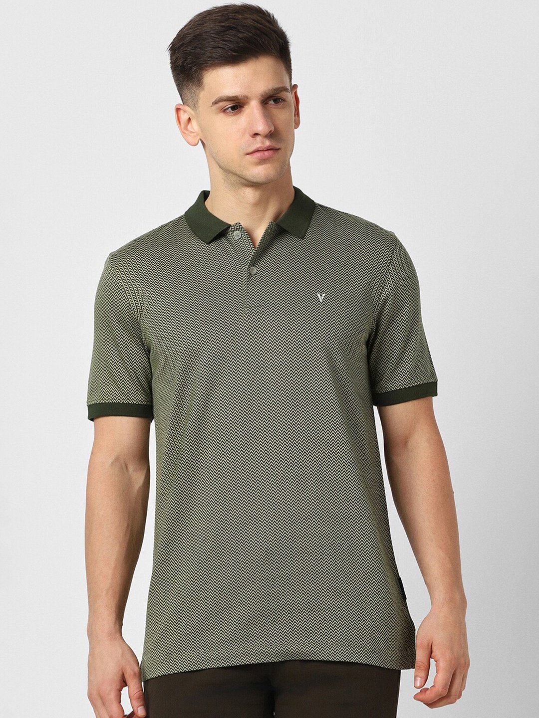 

Van Heusen Polo Collar Pockets Cotton T-Shirt, Olive