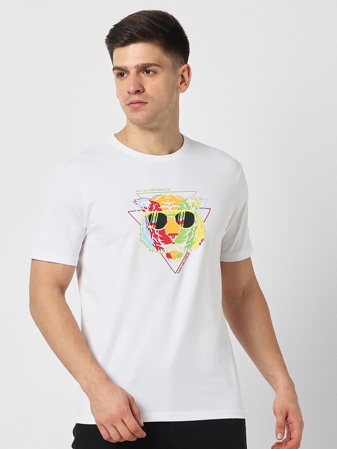

Van Heusen Flex Graphic Printed Slim Fit T-shirt, White