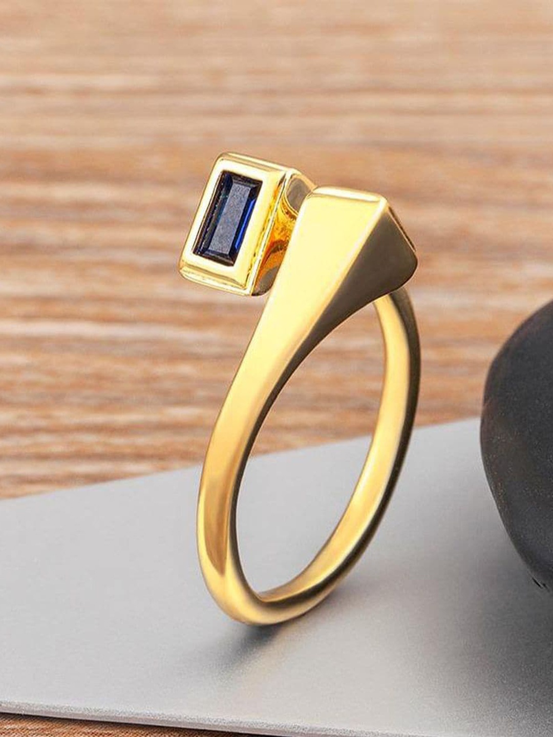 

ZIVOM Women 18K Gold-Plated Crystal Ring, Blue
