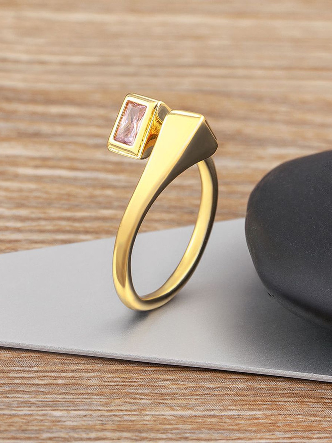 

ZIVOM 18K Gold Plated Crystals-Studded Finger Ring