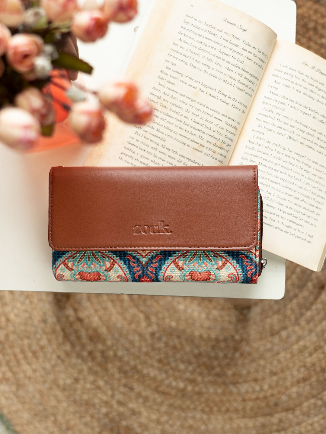 

ZOUK Ethnic Motifs Printed Wrist Loop Zip Around Wallet, Blue