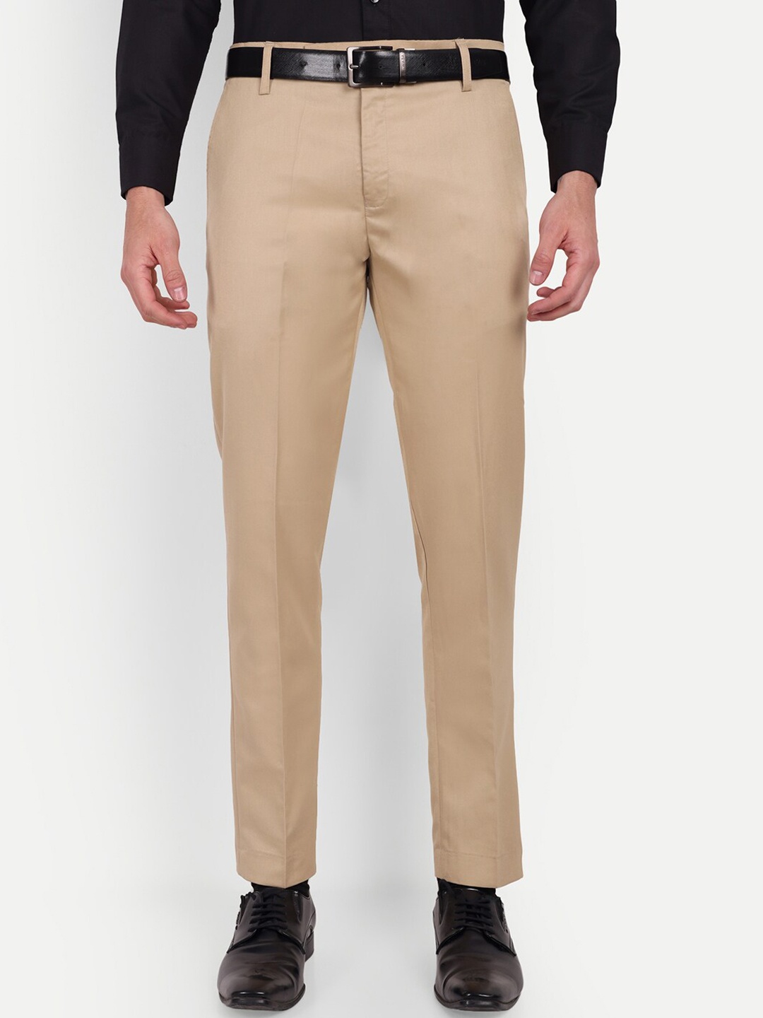 

Vandnam Fabrics Men Smart Slim Fit Formal Trousers, Beige