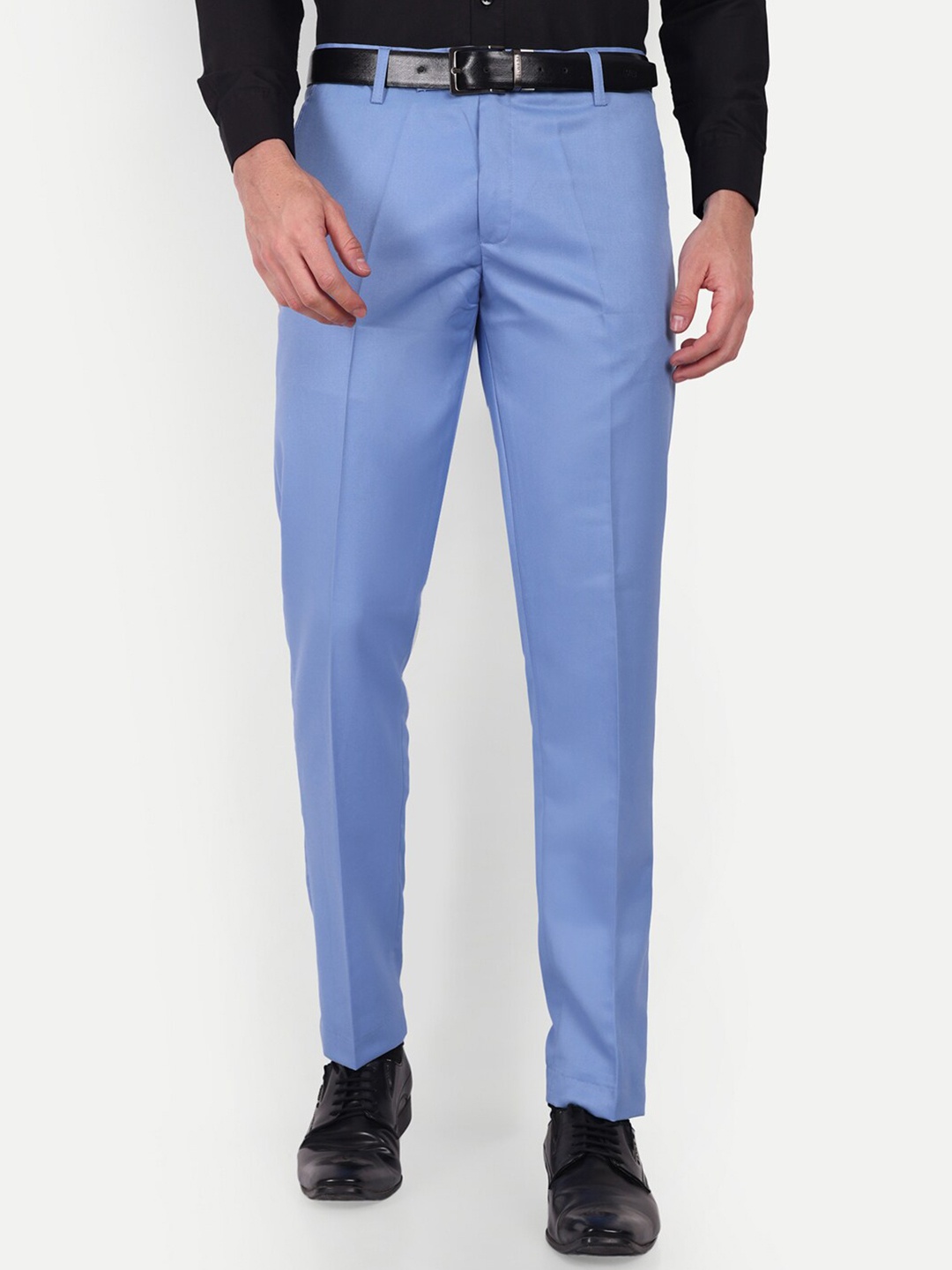 

Vandnam Fabrics Men Smart Slim Fit Formal Trousers, Blue