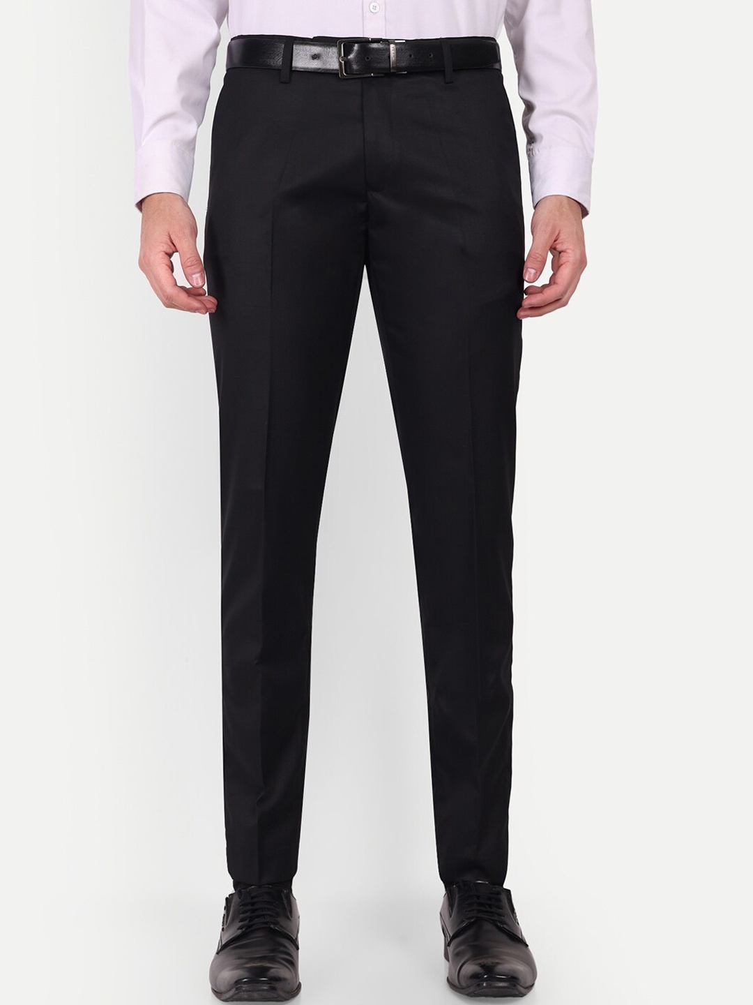 

Vandnam Fabrics Men Smart Slim Fit Formal Trousers, Black