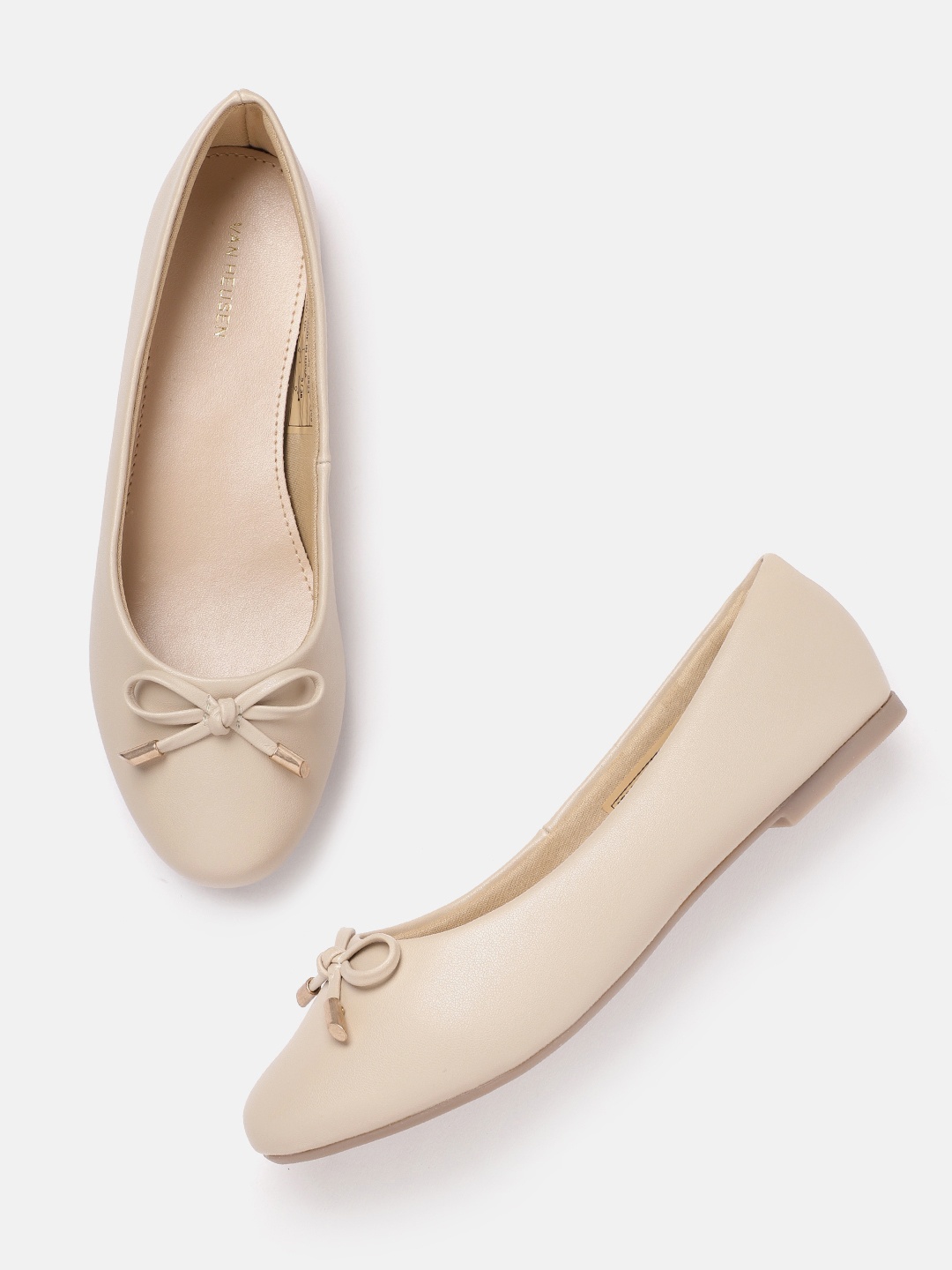 

Van Heusen Woman Open Toe Flats with Bow Detail, Nude