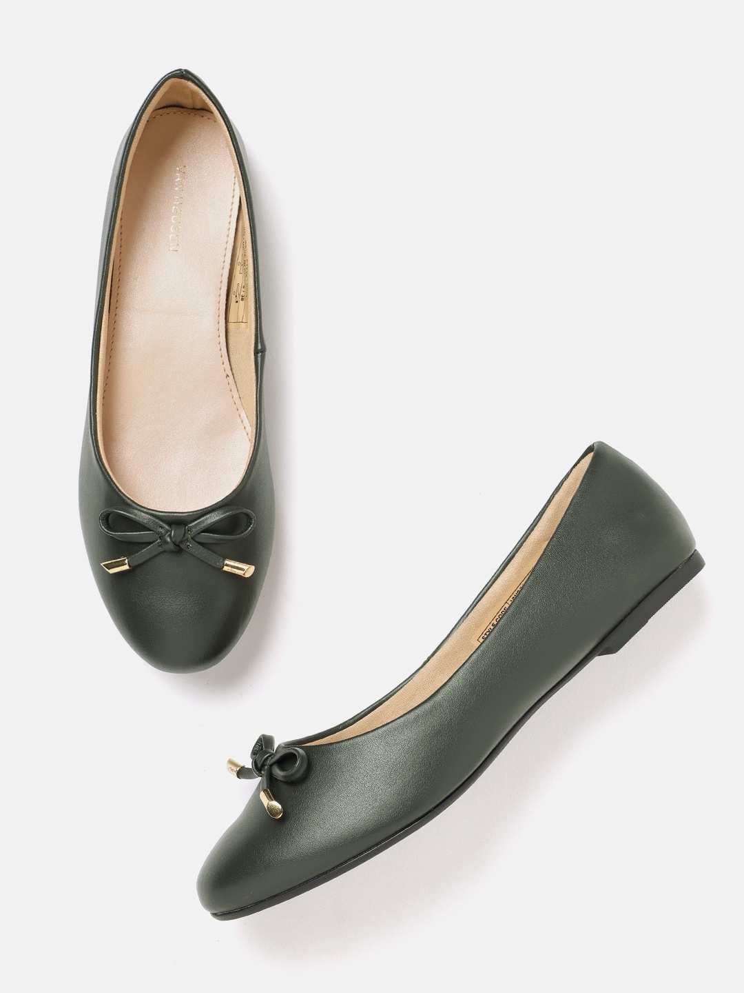 

Van Heusen Woman Open Toe Flats with Bow Detail, Olive