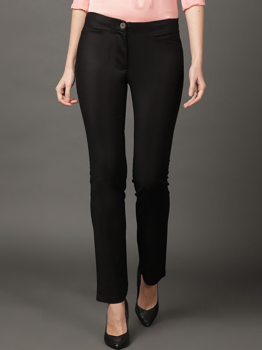 

Lakshita Women Smart Skinny Fit Easy Wash Trousers, Black