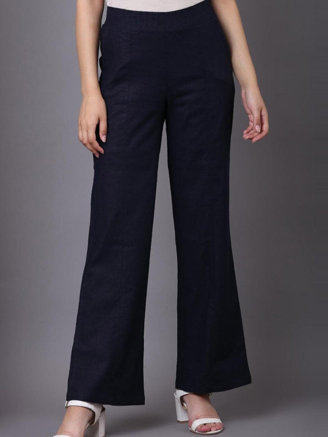 

Lakshita Women Smart Easy Wash Bootcut Trousers, Navy blue