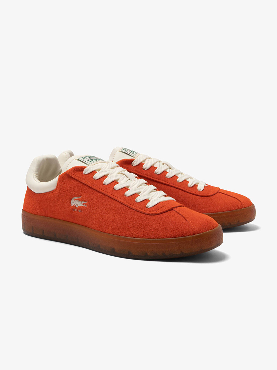 

Lacoste Men Baseshot Custom Orthotics Contrast Sole Sneakers, Rust