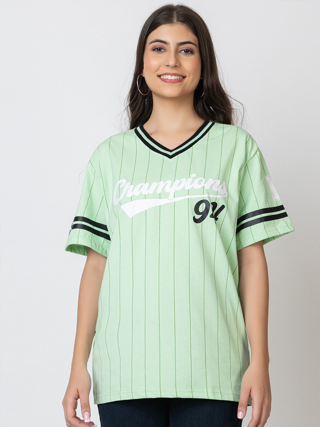 

Skidlers Typography Printed Cotton Oversized T-shirt, Sea green