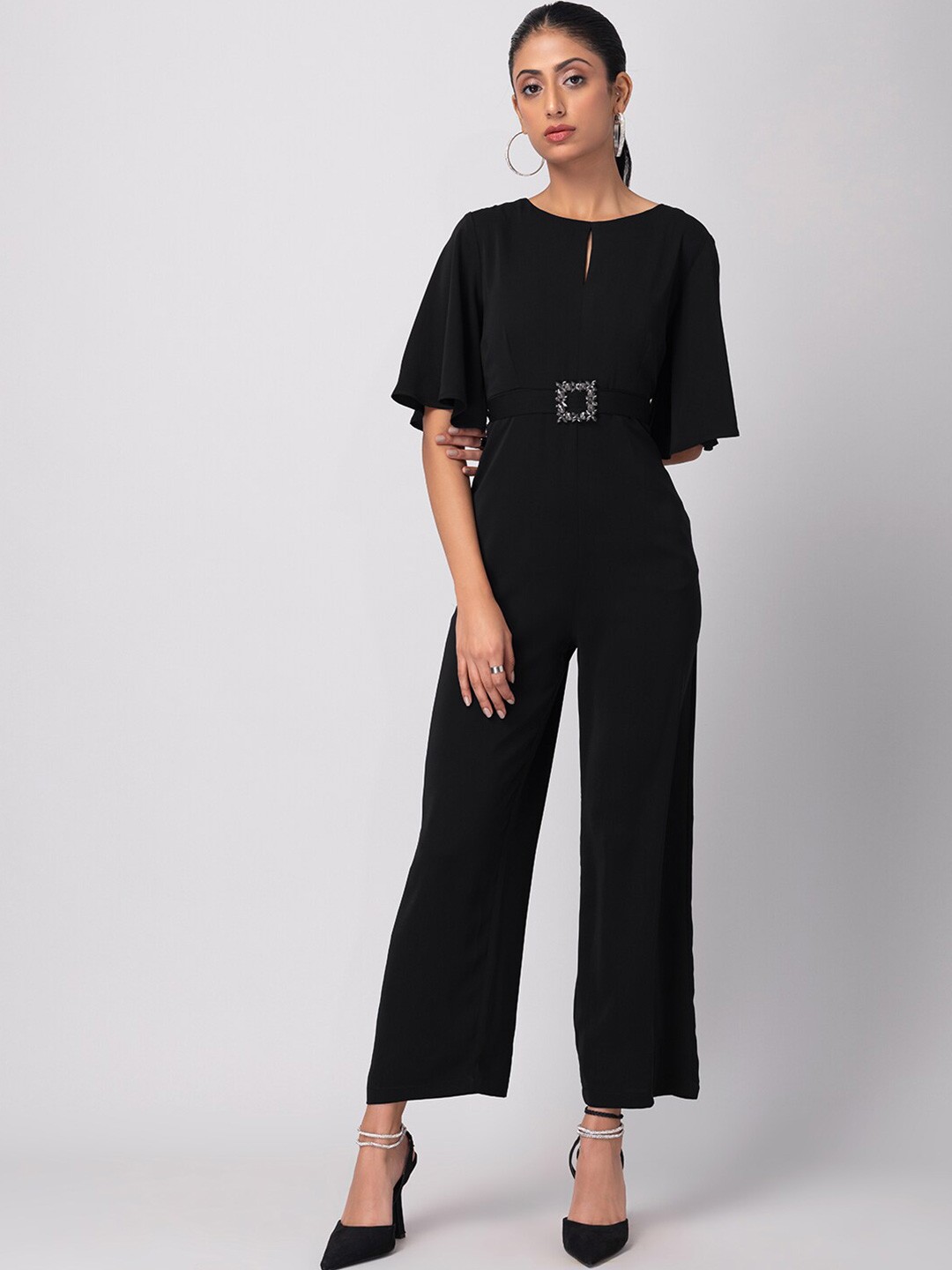

FabAlley Black Keyhole neck Basic Jumpsuit