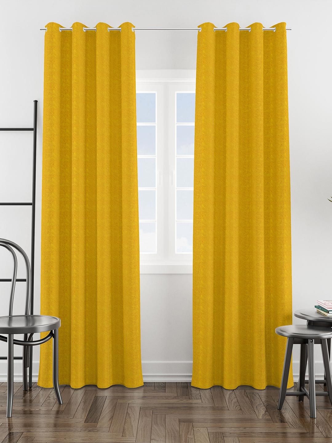 

HOMEMONDE Yellow 2-Pieces Velvet Room Darkening Door Curtains