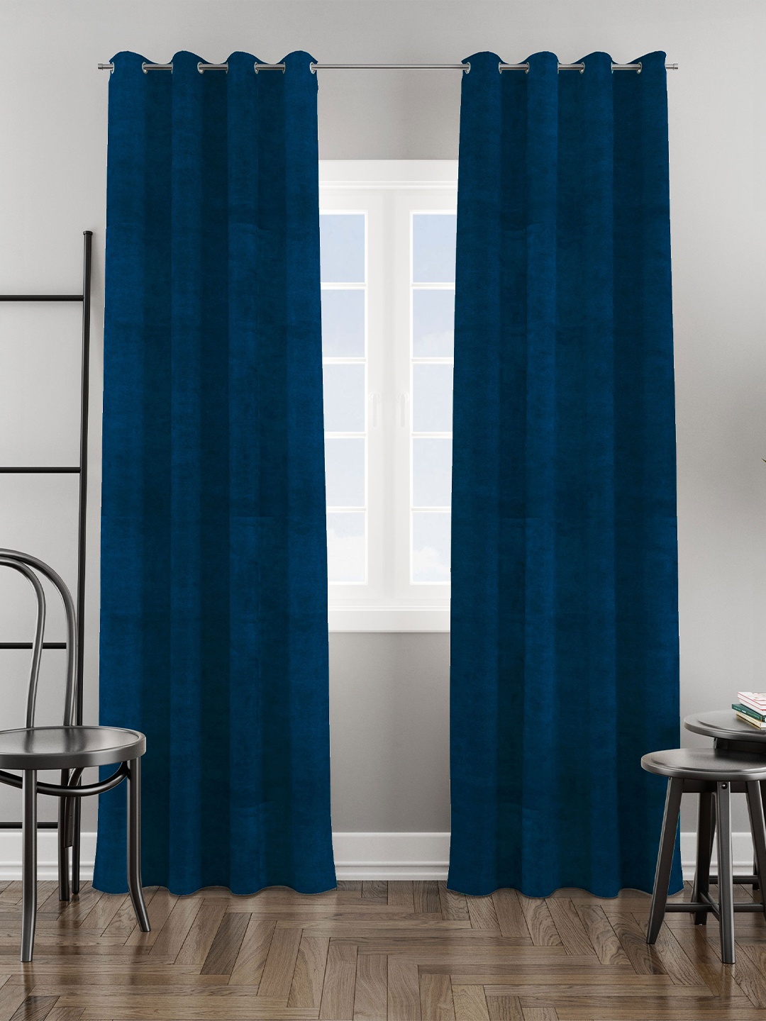 

HOMEMONDE Blue 2 Pieces Room Darkening Velvet Long Door Curtains