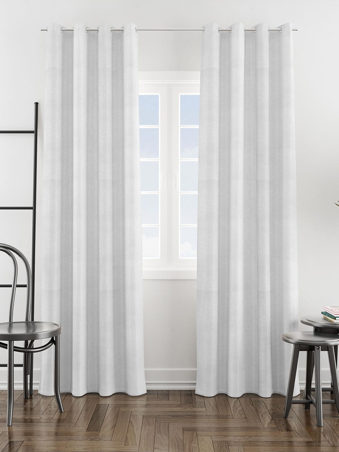 

HOMEMONDE White 2 Pieces Room Darkening Velvet Long Door Curtains