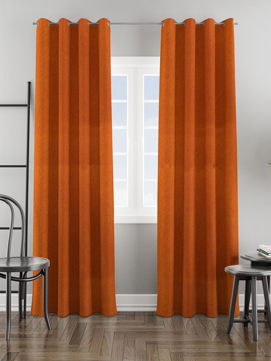 

HOMEMONDE Orange 2 Pieces Room Darkening Velvet Door Curtains