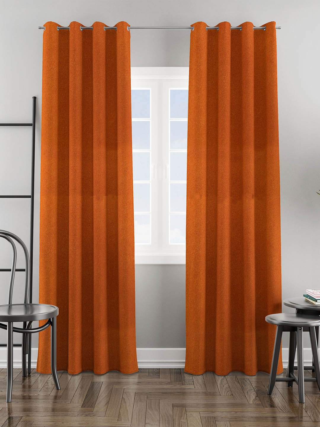 

HOMEMONDE Orange 2 Pieces Room Darkening Velvet Window Curtains