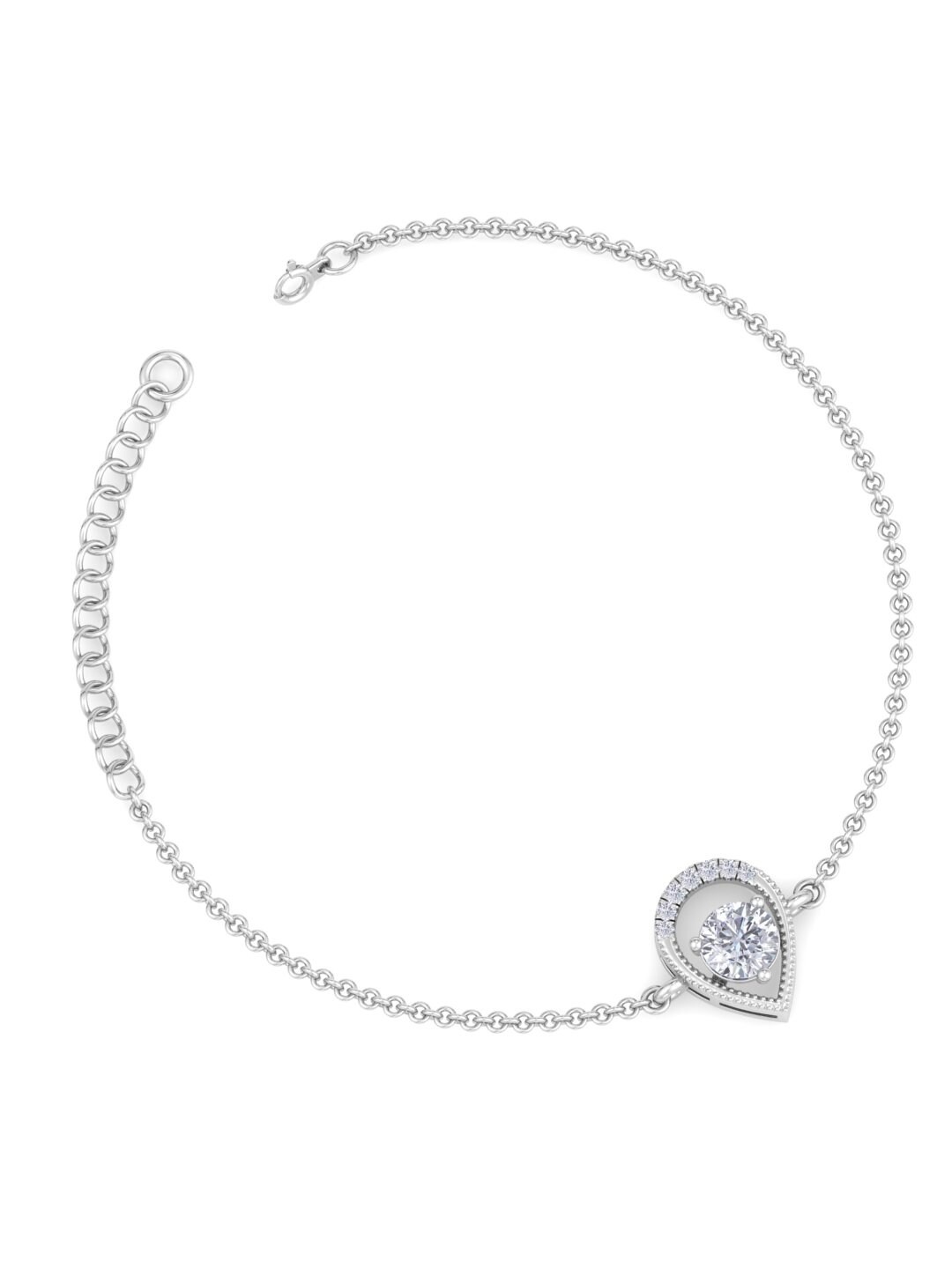 

Inddus Jewels Women Rhodium-Plated CZ Link Bracelet, Silver