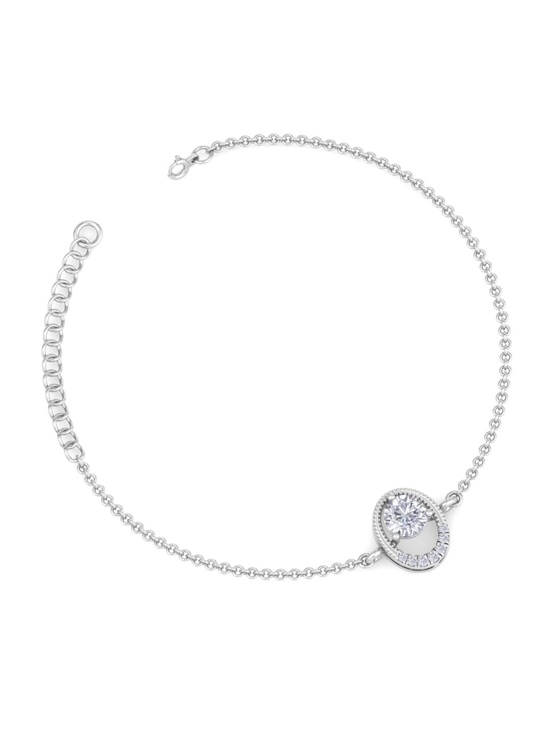 

Inddus Jewels Women Rhodium-Plated CZ Link Bracelet, Silver
