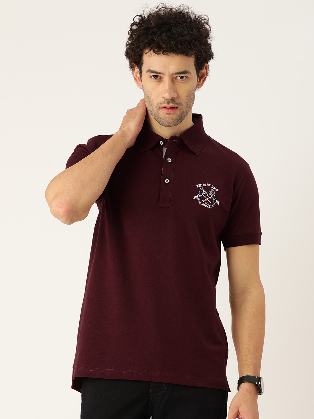 

PORTBLAIR Men Polo Collar Slim Fit T-shirt, Maroon